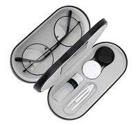 MoKo Double Eyeglass Case, 2 in 1 Double Sided Portable Glasses Case Contact Lens Case with Mirror Eye Glasses Carrying Bag Anti-Scratch Sunglasses Pouch Protective Eyewear for Men & Women, Black