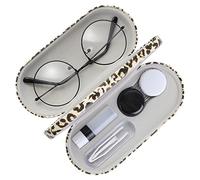 MoKo Double Eyeglass Case, 2 in 1 Double Sided Portable Glasses Case Contact Lens Case with Mirror Eye Glasses Carrying Bag Anti-Scratch Protective Sunglasses Pouch for Men & Women, Leopard