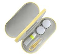 MoKo Double Eyeglass Case, Contact Lens Case with Mirror Tweezers Remover, 2 in 1 Double Sided Portable Contact Lens Box Holder Container Soak Storage Kit Sunglasses Pouch for Men & Women, Yellow