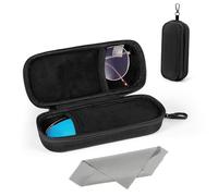 MoKo Double Eyeglass Case, Hard Shell Dual Glasses Case, Portable Travel Sunglass Organizer with Zipper Closure, Eyeglasses Storage Box for Men, Women, Black