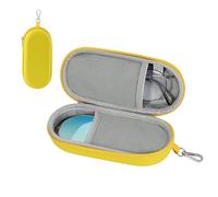 MoKo Double Glasses Case Hard Shell, Portable Travel Eyeglasses Case with Zipper Closure & Metal Hanging Hook, PU Leather Dual Sunglass Organizer for Women, Men, Yellow