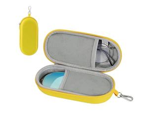 MoKo Double Glasses Case Hard Shell, Portable Travel Eyeglasses Case with Zipper Closure & Metal Hanging Hook, PU Leather Dual Sunglass Organizer for Women, Men, Yellow