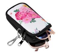 MoKo Double Glasses Case, Soft Sunglasses Case for Women, Portable Travel Glasses Pouch, Double Eyeglasses Case for Reading, Presbyopia Glasses, Myopic Glasses, Rose