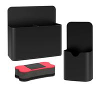 MoKo Dry Erase Marker Holder, 2-Piece Magnetic Pen Pencil Holder Cup Organizer for Whiteboard, locker, fridge, Metal Magnetic surface, with 2 Marker and 1 Dry Erase, Black