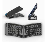 MoKo Ergonomic Foldable Keyboard, Split Portable Folding Bluetooth Keyboard for Business Travel, Ultra Slim Rechargeable Wireless Keyboards for iOS/Android/Windows Tablet PC Smartphone