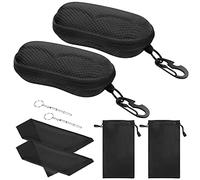 MoKo EVA Semi Hard Shell Sunglasses Case 2 Pack, Unisex Anti-scratch Protective Eyeglasses Storage Case Eyewear Holder with Metal Hanging Hook Mini Screwdriver for Men Women, Black