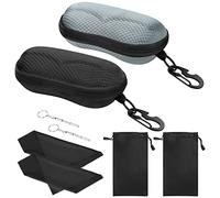 MoKo EVA Semi Hard Shell Sunglasses Case 2 Pack, Unisex Anti-scratch Protective Eyeglasses Storage Case Eyewear Holder with Metal Hanging Hook Mini Screwdriver for Men Women, Black & Gray