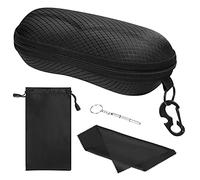 MoKo EVA Semi Hard Shell Sunglasses Case, Unisex Anti-scratch Protective Eyeglasses Storage Case Eyewear Holder with Metal Hanging Hook Mini Screwdriver for Men Women, Black