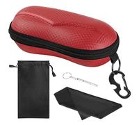MoKo EVA Semi Hard Shell Sunglasses Case, Unisex Anti-scratch Protective Eyeglasses Storage Case Eyewear Holder with Metal Hanging Hook Mini Screwdriver for Men Women, Red