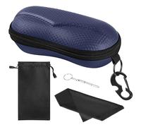 MoKo EVA Semi Hard Shell Sunglasses Case, Unisex Anti-scratch Protective Eyeglasses Storage Case Eyewear Holder with Metal Hanging Hook Mini Screwdriver for Men Women, Indigo