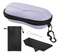 MoKo EVA Semi Hard Shell Sunglasses Case, Unisex Anti-scratch Protective Eyeglasses Storage Case Eyewear Holder with Metal Hanging Hook Mini Screwdriver for Men Women, Purple