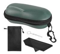 MoKo EVA Semi Hard Shell Sunglasses Case, Unisex Anti-scratch Protective Eyeglasses Storage Case Eyewear Holder with Metal Hanging Hook Mini Screwdriver for Men Women, Green