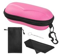 MoKo EVA Semi Hard Shell Sunglasses Case, Unisex Anti-scratch Protective Eyeglasses Storage Case Eyewear Holder with Metal Hanging Hook Mini Screwdriver for Men Women, Pink