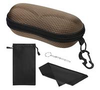 MoKo EVA Semi Hard Shell Sunglasses Case, Unisex Anti-scratch Protective Eyeglasses Storage Case Eyewear Holder with Metal Hanging Hook Mini Screwdriver for Men Women, Coffee