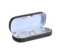MoKo Eyeglass Case Hard Shell for Men Women, Unisex Portable Travel Protective Sunglasses Cases PU Leather Classic Glasses Storage Box Holder with Cleaning Cloth, Black