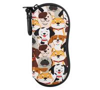 MoKo Eyeglass Soft Case, Zippered Neoprene Sunglasses Pouch with Clip for Men Women, Cute Dog
