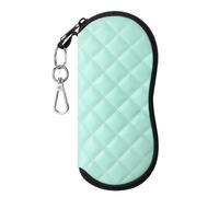 MoKo Eyeglass Soft Case, Zippered Neoprene Sunglasses Pouch with Clip for Men Women - Mint Green Rhombus