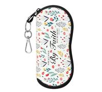 MoKo Eyeglass Soft Case, Zippered Neoprene Sunglasses Pouch with Clip for Men Women, White & Flower