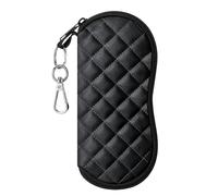 MoKo Eyeglass Soft Case, Zippered Neoprene Sunglasses Pouch with Clip for Men Women - Black Rhombus