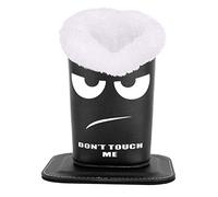 MoKo Eyeglasses Holder, Modern Velvet Plush Lined PU Leather Household Magnetic Holder Protective [Anti-scratch] [Dustproof] Stand Case for Eyeglass and Sunglasses, Don''''t Touch Me Black