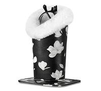 MoKo Eyeglasses Holder, Modern Velvet Plush Lined PU Leather Household Magnetic Holder Protective [Anti-scratch] [Dustproof] Stand Case for Eyeglass and Sunglasses, Black & White Magnolia