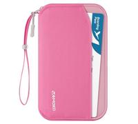 MoKo Family Passport Holder Travel Wallet for 4/5 Passports, RFID Passport Wallet, Travel Document Holder for Flight Tickets, Cards, Cash, Keys, Travel-Essentials with Wrist Strap, Pink