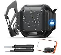 MoKo for AirPods 4th Case with Lock - IP68 Waterproof & Military-Grade Protection, Drop-Proof Hard Shell Protective Earpods 4 Cover with Keychain, Cleaner Kit & Phone Stand, Black