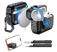 MoKo for AirPods AirPods Pro 1/2 Case, Compatible with MagSafe, Safety Lock & Phone Stand for AirPods Pro 1/2 Case Cover, Auto Pop-Up Full Drop Protective Cover with Cleaner Kit, Black