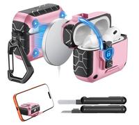 MoKo for AirPods Pro 3 Case (2025), Compatible with MagSafe, Safety Lock & Phone Stand for AirPods Pro 3rd Generation Case Cover, Auto Pop-Up Full Drop Protective Cover with Cleaner Kit, Pink