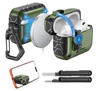 MoKo for AirPods Pro 3 Case (2025), Compatible with MagSafe, Safety Lock & Phone Stand for AirPods Pro 3rd Generation Case Cover, Auto Pop-Up Full Drop Protective Cover with Cleaner Kit, Green