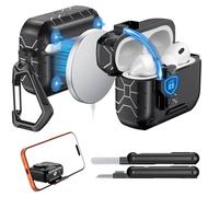 MoKo for AirPods Pro 3 Case (2025), Compatible with MagSafe, Safety Lock & Phone Stand for AirPods Pro 3rd Generation Case Cover, Auto Pop-Up Full Drop Protective Cover with Cleaner Kit, Black