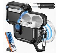 MoKo for AirPods Pro 3 Case with Lock 2025 - Compatible with MagSafe, Phone Stand & Auto Pop-up for AirPods Pro 3rd Generation Case, Military-Grade Protective Cover with Cleaner Kit, Black