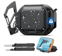 MoKo for AirPods Pro 3 Case with Secure Lock - IP68 Waterproof Case for iPods Pro 3, Military-Grade Protective Cover Earpods Pro 3 with Keychain, Phone Stand & Cleaner Kit, Black