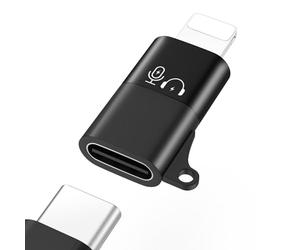 MoKo for DJI Mic Mini USB C to Lighting Mobile Phone Adapter - Lightning to USB-C Audio Adapter for iPhone 14/13/12/11/Apple EarPods/Wireless Mic Receiver/Mobile Phone, Support Charging -1 Pack, Black