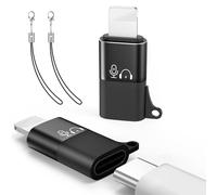 MoKo for DJI Mic Mini USB C to Lighting Phone Adapter - Lightning to USB-C Audio Adapter for iPhone 14/13/12/11/Apple EarPods/Wireless Mic Receiver/Phone, Support Charging -2 Pack, Black