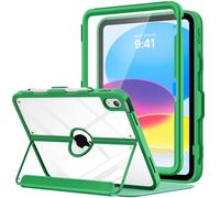 MoKo for iPad 11-inch (A16) 11th Generation Case 2025/ iPad 10th Generation Case with Pencil Holder 2022 10.9 inch, Built-in Screen Protector Clear Back, Multi Angle Viewing Stand,Forest Green