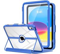 MoKo for iPad 11-inch (A16) 11th Generation Case 2025/ iPad 10th Generation Case with Pencil Holder 2022 10.9 inch, Built-in Screen Protector Clear Back, Multi Angle Viewing Stand,Klein Blue