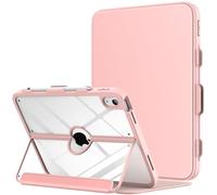 MoKo for iPad 11-inch (A16) 11th Generation Case 2025/ iPad 10th Generation Case with Pencil Holder 2022 10.9 inch, Built-in Screen Protector Clear Back, Multi Angle Viewing Stand, Rose Gold