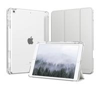 MoKo for iPad 9th/8th/7th Generation Case 10.2-Inch 2021/2020/2019 with Pencil Holder, Slim Light Trifold Smart Protective Cover for iPad 10.2 with Hard PC Transparent Back Shell, Silver