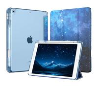 MoKo for iPad 9th/8th/7th Generation Case 10.2-Inch 2021/2020/2019 with Pencil Holder, Slim Light Trifold Smart Protective Cover for iPad 10.2 with Hard PC Translucent Back Shell, Blue Starry Sky