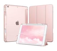 MoKo for iPad 9th/8th/7th Generation Case 10.2-Inch 2021/2020/2019 with Pencil Holder, Slim Light Trifold Smart Protective Cover for iPad 10.2 with Hard PC Translucent Back Shell, Rose Gold