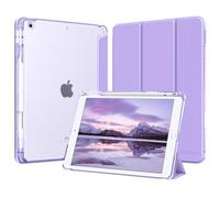 MoKo for iPad 9th/8th/7th Generation Case 10.2-Inch 2021/2020/2019 with Pencil Holder, Slim Light Trifold Smart Protective Cover for iPad 10.2 with Hard PC Translucent Back Shell, Lilac