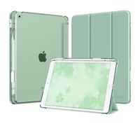 MoKo for iPad 9th/8th/7th Generation Case 10.2-Inch 2021/2020/2019 with Pencil Holder, Slim Light Trifold Smart Protective Cover for iPad 10.2 with Hard PC Translucent Back Shell, Agave Green