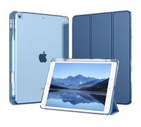 MoKo for iPad 9th/8th/7th Generation Case 10.2-Inch 2021/2020/2019 with Pencil Holder, Slim Light Trifold Smart Protective Cover for iPad 10.2 with Hard PC Translucent Back Shell, Navy Blue
