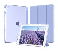 MoKo for iPad 9th/8th/7th Generation Case 10.2-Inch 2021/2020/2019 with Pencil Holder, Slim Light Trifold Smart Protective Cover for iPad 10.2 with Hard PC Translucent Back Shell, Lavender Purple