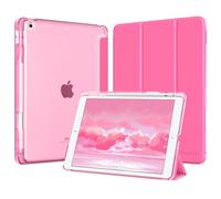 MoKo for iPad 9th/8th/7th Generation Case 10.2-Inch 2021/2020/2019 with Pencil Holder, Slim Light Trifold Smart Protective Cover for iPad 10.2 with Hard PC Translucent Back Shell, Persian Pink