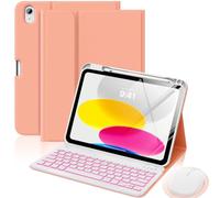 MoKo for iPad A16 11th/10th Gen Case with Keyboard & Mouse, Apricot Orange