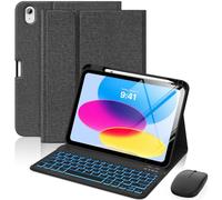 MoKo for iPad A16 11th/10th Gen Case with Keyboard & Mouse, Denim Black