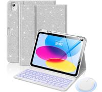 MoKo for iPad A16 11th/10th Gen Case with Keyboard & Mouse, Shiny Silver