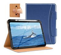 MoKo for New iPad (A16) 11th Generation Case 11-inch 2025, iPad 10th Generation Case 10.9" 2022 with Pencil Holder & Pocket, Premium Leather Folio Stand Cover, Multiple Viewing Angles, Navy Blue